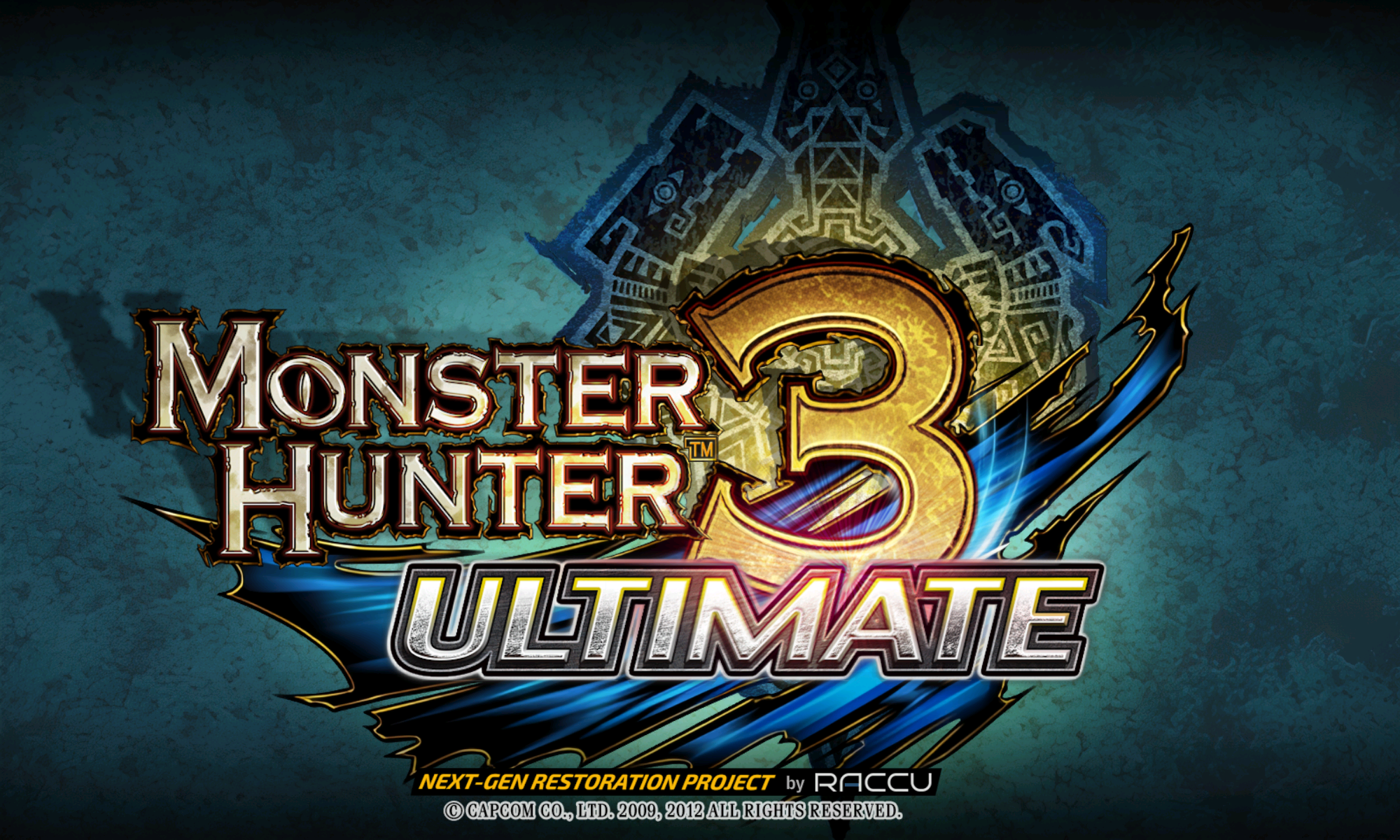 MH3U title screen with visible NGRP Restoration Project by Raccu attribution.